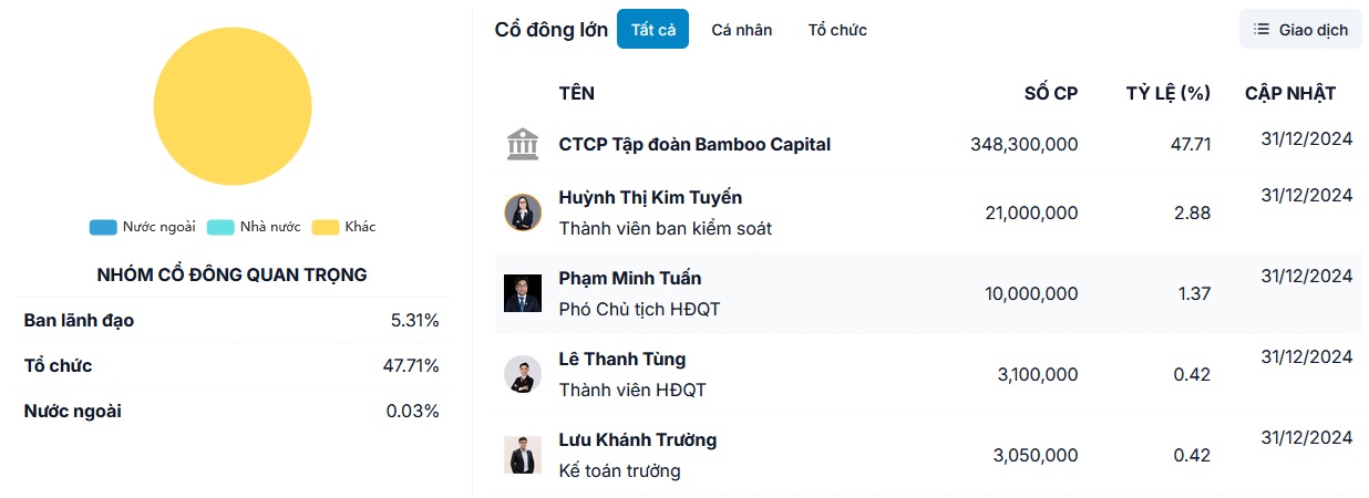 Cơ cấu cổ đông chưa có tính đối trọng
